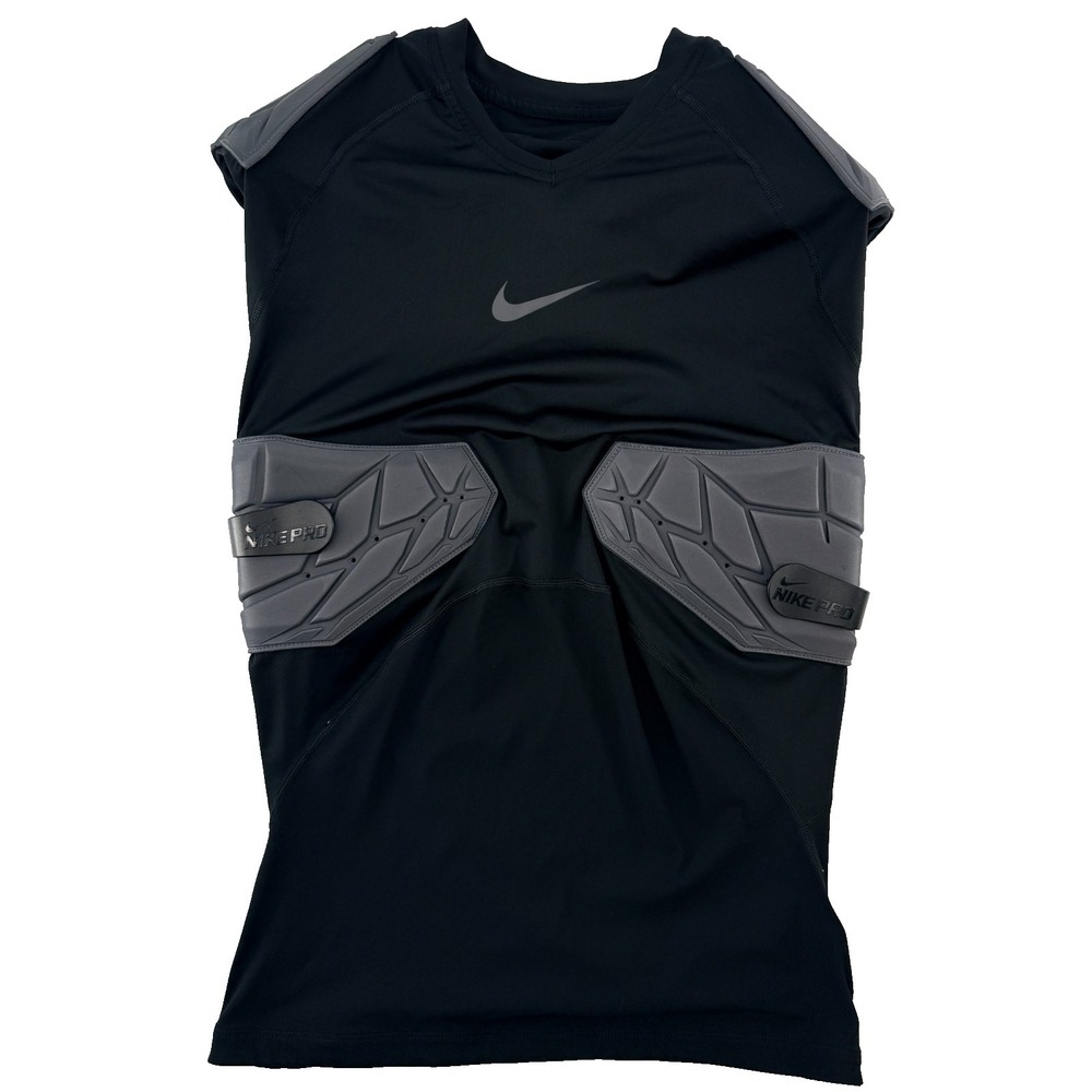 Nike Pro Dri-Fit Padded Compression Shirt Mens L Black Football Training Rib Gua